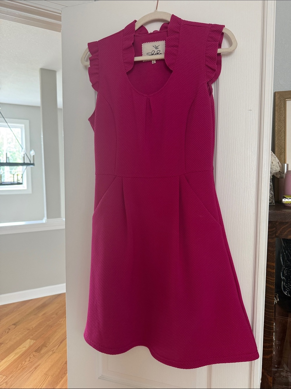 Tabitha Fuchsia Mini Dress with Ruffle Shoulders